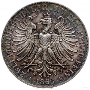dwutalar = 3 1/2 guldena 1866, Frankfurt; AKS 4, Dav. 6...