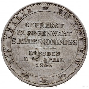 talar 1855, Drezno; wybite z okazji wizyty księcia w me...