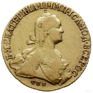 10 rubli 1775, Petersburg; pod popiersiem СПБ; Bitkin 3...