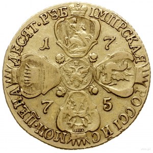 10 rubli 1775, Petersburg; pod popiersiem СПБ; Bitkin 3...