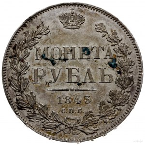 rubel 1843 СПБ АЧ, Petersburg; ogon Orła z 11 piór; Bit...