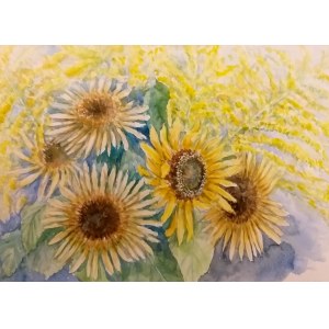 Tatiana Nowak, Sunflowers, Watercolor