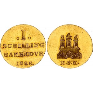 German States Hamburg 1 Gold Schilling 1828 HSK Pattern