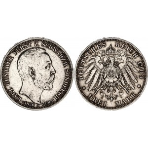 Germany - Empire Schwarzburg-Sondershausen 3 Mark 1909 A