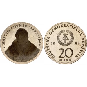 Germany - DDR 20 Mark 1983 A Martin Luther Proof