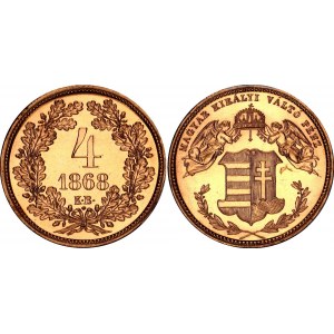 Hungary 4 Krajczar 1868 KB Gold Restrike PCGS PL67