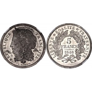 France 5 Francs 1848 ESSAI NGC MS 63