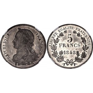 France 5 Francs 1848 ESSAI NGC MS 61