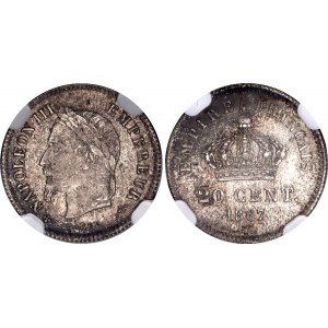 France 20 Centimes 1867 BB NGC MS 65