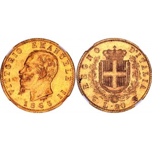 Italy 20 Lire 1863 T BN NGC MS 62