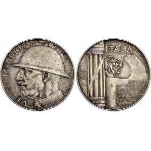 Italy 20 Lire 1928 MCMXXVIII R Medallic Coinage