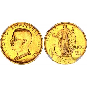 Italy 100 Lire 1931 R IX NGC MS 63