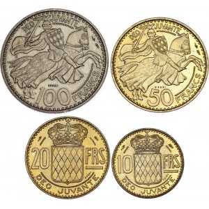 Monaco 10 - 20 - 50 - 100 Francs 1950 Essai Set