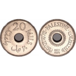Palestine 20 Mils 1927 NGC MS 65