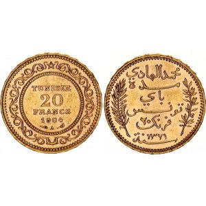 Tunisia 20 Francs 1904 AH 1321 A