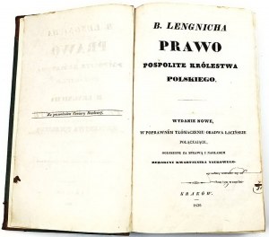 LENGNICH - PRAWO POSPOLITE KRÓLESTWA POLSKIEGO wyd. 1836