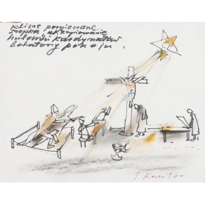 Tadeusz Kantor (1915 Wielopole Skrzyńskie - 1990 Krakau), Skizze eines Bühnenbildes aus dem Theaterstück Ich werde nie zurückkehren, 1989
