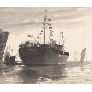 Andrzej Strumillo (1927 Vilnius - 2020 Suwałki), Schiff, 1954