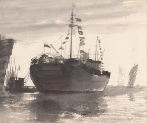 Andrzej Strumiłło (1927 Wilno - 2020 Suwałki), Statek, 1954