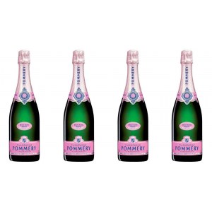 Pommery Brut Rose Champagner 0.75L 12.5% 4 Flaschen + Glas-Set