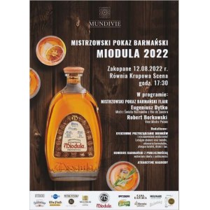 Plakat reklamowy Mistrzowski Pokaz Barmański - Miodula 2022