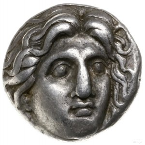 didrachma ok. 305-275 pne; Aw: Głowa Heliosa trzy-czwar...