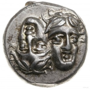 drachma IV w. pne; Aw: Dwie głowy obrócone względem sie...