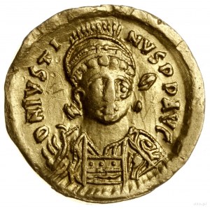 solidus 518-522, Konstantynopol; Aw: Popiersie cesarza ...