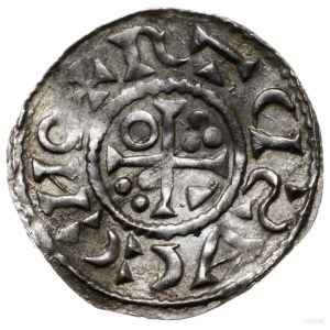 denar 1009-1024, mincerz Ag; Popiersie króla w prawo / ...