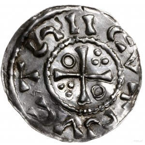 denar 1009-1024; Popiersie króla w prawo / Krzyż z dwom...