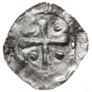 denar 990-1024; Krzyż z kulkami w kątach / W rozecie na...