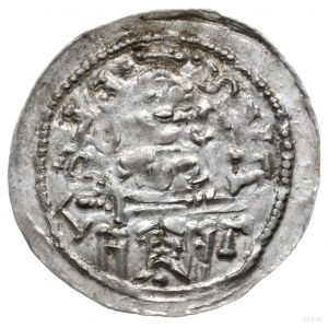denar 1146-1157; Aw: Książę z mieczem na tronie, BOLEZL...
