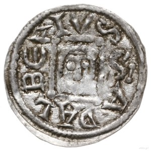 denar 1146-1157; Aw: Książę z mieczem na tronie, BOLEZL...