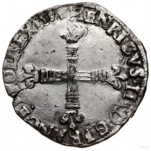 1/4 ecu 1581 C, Caen; odmiana z tytulaturą króla po str...