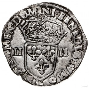 1/4 ecu 1581 C, Caen; odmiana z tytulaturą króla po str...