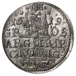 trojak 1619, Ryga; odmiana z tutulaturą SIG III, duża g...
