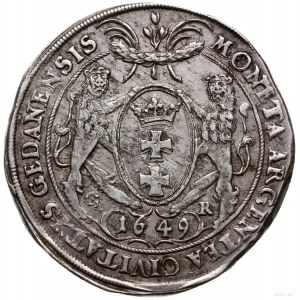 talar 1649, Gdańsk; Aw: Popiersie z dużą głową króla w ...