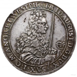 talar 1697 IK, Drezno; Aw: Popiersie króla w prawo, wok...