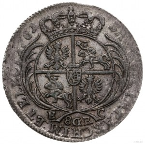 dwuzłotówka (8 groszy) 1761, Lipsk; masywne popiersie k...