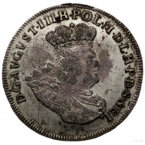 złotówka (30 groszy) 1763, Gdańsk; gałązki nad herbem m...