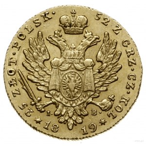 25 złotych 1819 IB, Warszawa; Aw: Głowa cara w prawo i ...