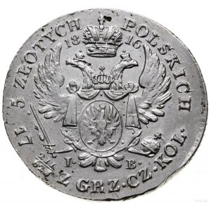 5 złotych 1816 IB, Warszawa; Berezowski 6 zł, Bitkin 82...