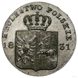 10 groszy 1831, Warszawa; łapy Orła zgięte, nad wiązani...