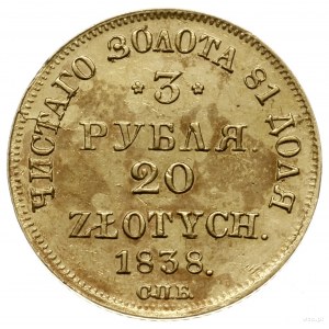 3 ruble = 20 złotych 1838 ПД / СПБ, Petersburg; Berezow...