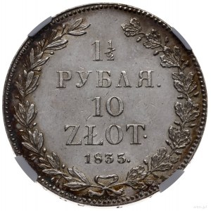 1 1/2 rubla = 10 złotych 1835 НГ, Petersburg; wariant z...