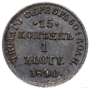 15 kopiejek = 1 złoty 1840 НГ, Petersburg; Berezowski 2...