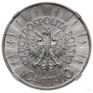 10 złotych 1936, Warszawa; Józef Piłsudski; Parchimowic...
