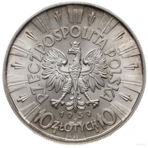 10 złotych 1939, Warszawa; Józef Piłsudski; Parchimowic...