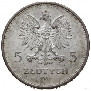 5 złotych 1931, Warszawa; Nike; Parchimowicz 114d; rzad...