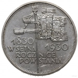 5 złotych 1930, Warszawa; sztandar - 100-lecie Powstani...